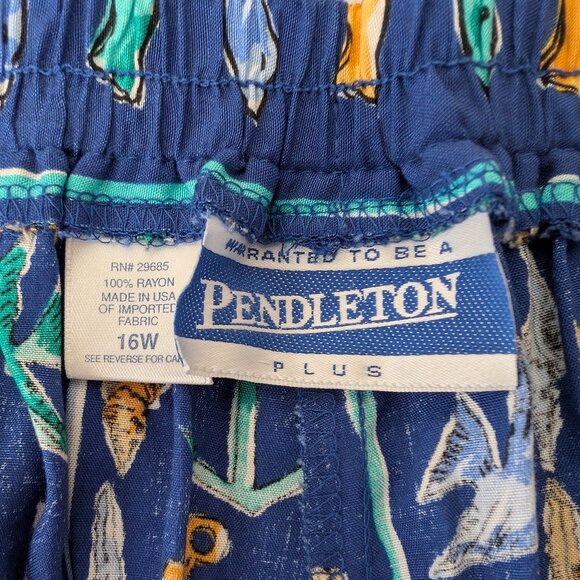 PENDLETON Plus Pants Women's 16W VTG Rayon Sea Stretch Waist Lightweight Pull On - Picture 8 of 13
